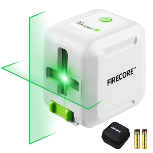 Firecore Kreuzlinienlaser mit mini Stativ, selbstnivellierender Linienlaser mit horizontalen und vertikalen Linien, grüner Laser mit 2 AA-Batterien und Tragetasche – G20 von FIRECORE