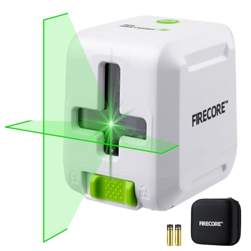 Kreuzlinienlaser Firecore Laser-Wasserwaage Selbstnivellierender Vertikale und Horizontale Laser Level für Baustellen und Heimwerkerprojekt - Inklusive Tragetasche und Batterie von FIRECORE