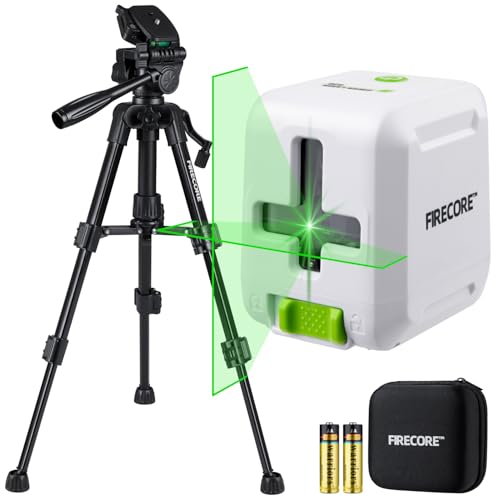 Firecore Kreuzlinienlaser mit Stativ, Laser Wasserwaage mit Stativ 65CM, grüner selbstnivellierendes Linienlaser zum Aufhängen von Bildern, Fliesen, Bauprojekten, Batterie und Tragetasche inklusive von FIRECORE