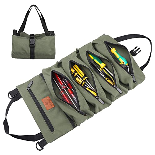 FIREDOG Roll Up Pouch, Wrench Roll Up Bag Multi-Purpose Canvas Tool Organizer (Green) von FIREDOG