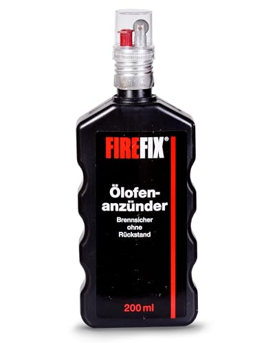 FIREFIX 2075 Ölofenanzünder flüssig, 200ml I Kaminanzünder bestehend aus Propan & Kohlenwasserstoff I Anzünder speziell fürs Heizen mit Öl Kaminofen von FIREFIX