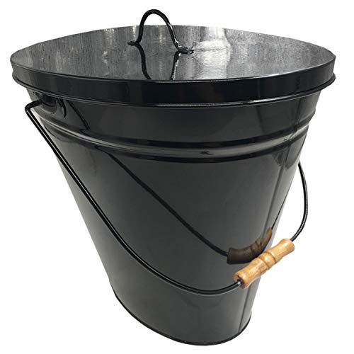 FIREFIX 2088/2S Mehrzweckeimer - Inhalt ca. 22 Liter - mit Deckel und Holzgriff, Stahlblech schwarz, 380 x 260 x 350 mm (BxTxH) von FIREFIX