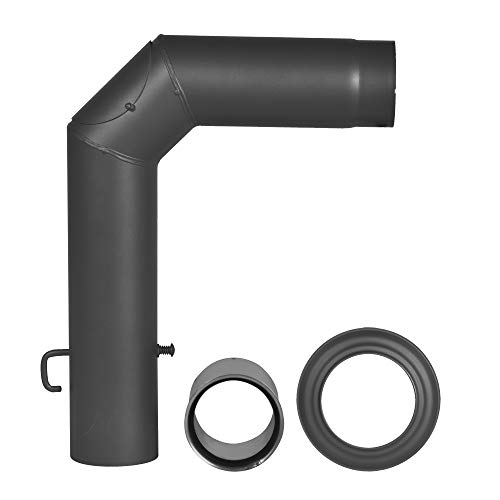 FIREFIX Ofenrohrset aus 2 mm starken Stahl (Winkelrohrset) in 130 mm Durchmesser, für Kaminöfen und Feuerstellen, 3-teilig, schwarz, R130/SET von FIREFIX