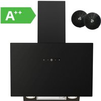 Firegas - Dunstabzugshaube 60 cm mit Bürstenloser Motor, Schwarz Glas, 571m³/h Luftstrom, TouchControl, 9 Stufen, Umluft & Abluft, mit Gasdruckfeder, von FIREGAS