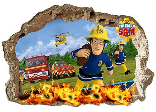 Wandaufkleber Feuerwehrmann Sam, für Kinderzimmer, Jungen und Mädchen, 70 x 47 cm von FIREMAN SAM WALL STICKERS