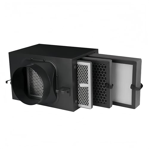 3-lagige Reinigungsfilterbox, dreistufiges Filtersystem mit HEPA- und Kohlefilter, passend für 100 mm Inline-Lüfterkanäle für Frischlufteinlass und Belüftung (100 mm) von FIRETIDE
