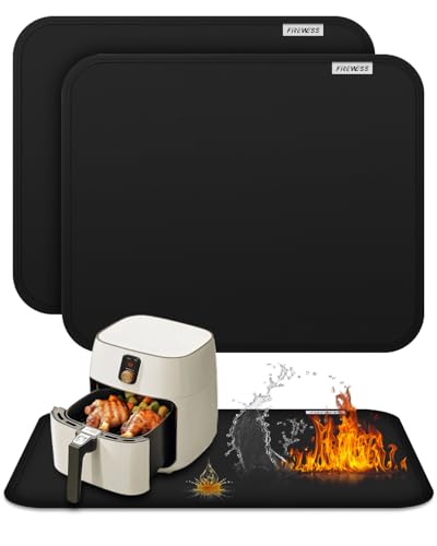 2 Stück Feuerfeste Unterlage 40x50cm Hitzebeständige Unterlage für Luftfritteuse, Hitzeschutzmatte, Heiße Pads für Küchentheke Hitzeschutz, Unter Kaffeemaschine Matten für Arbeitsplatte Schutz von FIREWESS