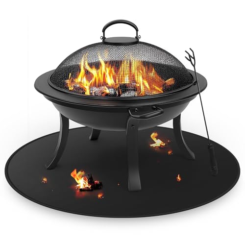 Feuerfeste Unterlage, Feuerstellenmatte, Runde unter Grill Decke für Outdoor-Grill, feuerfeste Matte, ölbeständig wasserdicht unter Boden BBQ Zubehör Schutz für Herd Zubehör (120cm) von FIREWESS