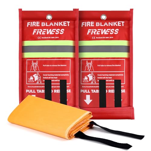 FIREWESS Feuerlöschdecke, Löschdecke, Silikon 2 Stück Feuerfeste Decke für Haussicherheit,100 * 100cm Silikon-Feuerdecke Küche von FIREWESS