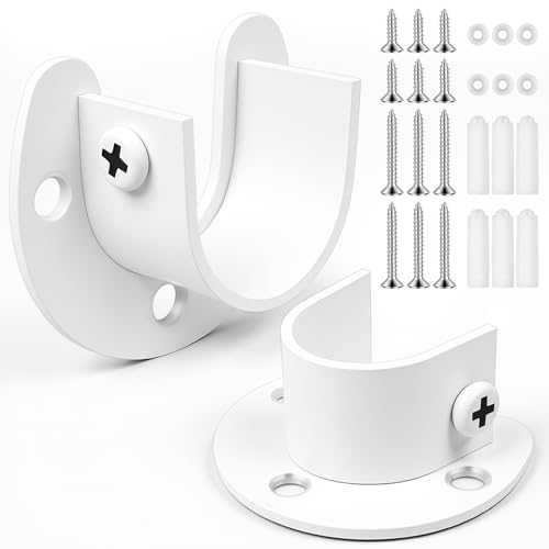 FIRJOY 2 x robuste Edelstahl-Schrankstangenhalter (weiß, 3,8 cm) von FIRJOY