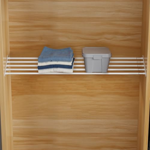 FIRJOY Erweiterbarer Wandschrank-Organizer, verstellbares Aufbewahrungsregal, strapazierfähig (weiß, 116,8 cm – 143,5 cm) von FIRJOY