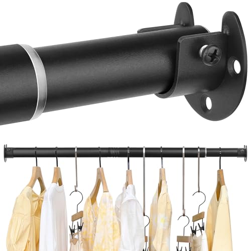 FIRJOY Kleiderstange Ausziehbar Garderobenstange Verstellbare Kleiderstange Schrankstange Kleiderstange Geeignet für Kleiderschränke,Garderobe (Schwarz, 40-190 cm) von FIRJOY