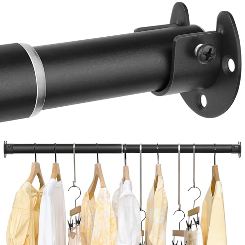 FIRJOY Kleiderstange Garderobenstange Ausziehbare Kleiderstange Schrank Teleskopstange Verstellbare Geeignet für Kleiderschränke,Garderobe (Schwarz, 40-130 cm) von FIRJOY