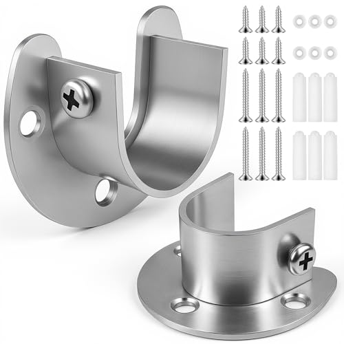 FIRJOY Robuste Edelstahl-Schrankstangenhalterung (Silber, 3,8 cm), 2 Stück von FIRJOY