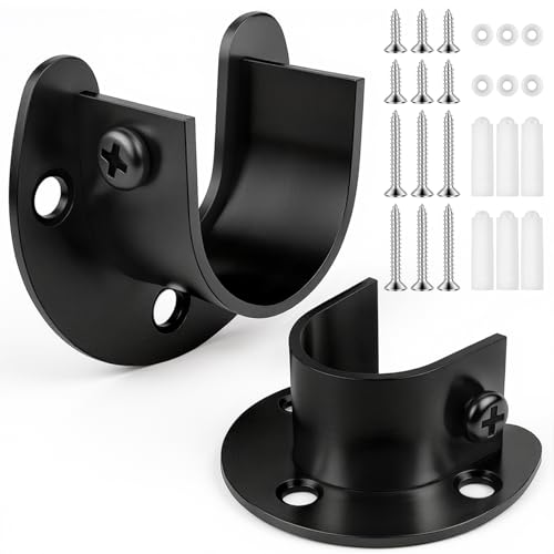 FIRJOY Robuste Edelstahl-Schrankstangenhalterung (schwarz, 2,5 cm), 2 Stück von FIRJOY