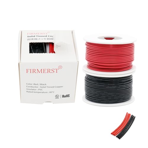 FIRMERST 20 Gauge 0,5mm² 50 Fuß Massivkern verzinntes Kupfer-Anschlusskabel-Set – 2 Farben von FIRMERST