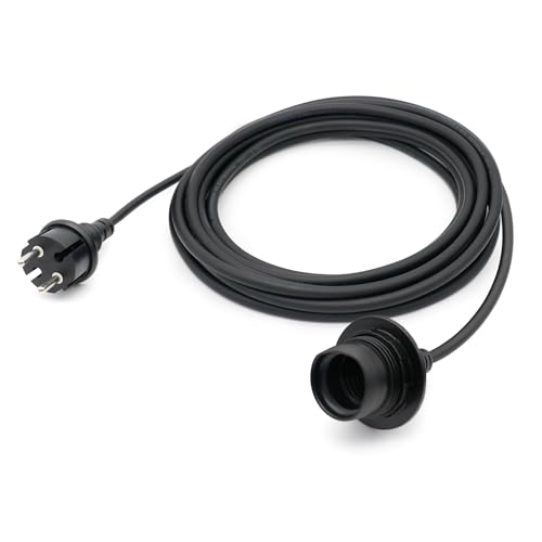 FIRMERST 4.5 Metres Wasserdichte Lampenfassung E27 mit Kabel Outdoor 4,5m Schwarz von FIRMERST