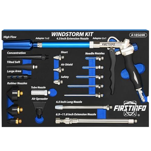 FIRSTINFO A18569KEU | Druckluftpistole | Druckluft-Ausblaspistole mit Mengenregler | mit Venturidüse von FIRSTINFO TOOLS FIT YOUR NEEDS