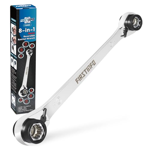 FIRSTINFO F3452 | 8-in-1 Umschaltbare Ringratsche mit 90 Zähnen | 12-Kant | Metrisch | Schlüsselweiten 8 bis 19 mm von FIRSTINFO TOOLS FIT YOUR NEEDS