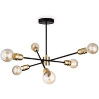 Firstlight Products - Firstlight Trident - 6 Light Multi Arm Semi Flush Hellschwarz mit gebürstetem Messing, E27 von FIRSTLIGHT PRODUCTS