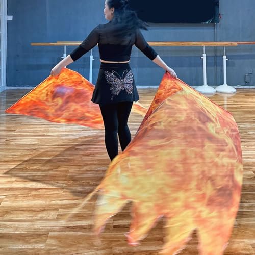 2pcs Flammenmuster Anbetung Flügel Flaggen Lob Tanzflaggen Mit Skalierbaren Ruten Für Kirchentanzbanner Leicht Zu Verwenden Lob Requisiten von FIRSTXIU