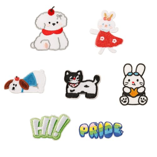 7 PCs Schöne Kaninchen Reparaturflecken Eisen Auf Gestickten Flecken Cartoon Katzen Auf Dekorative Applikationen Für Kleidung Nähen 7 PCs Schöne Kaninchen Reparaturflecken Eisen Auf Gestickten Flecken Cartoon Katzen Auf Dekorative Applikationen Für Kleidung Nähen von FIRSTXIU