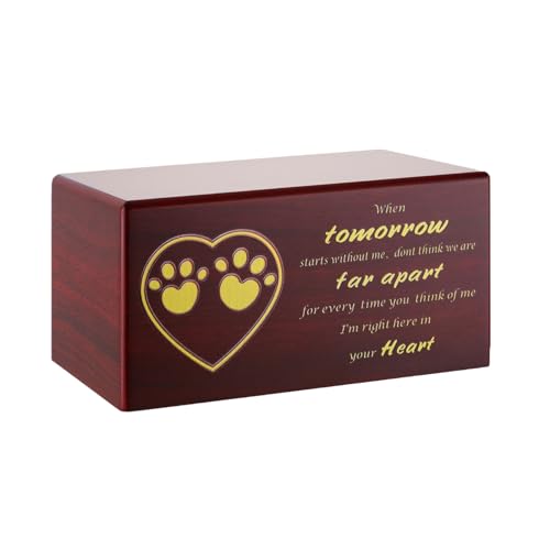 Elegante Holzholz Haustier Urnen Box Für Hunde Katzen Asche Behälter Kursfleisch Mit Wort Gedächtnis Sargs Box Memorial Geschenk Haustier Urne von FIRSTXIU