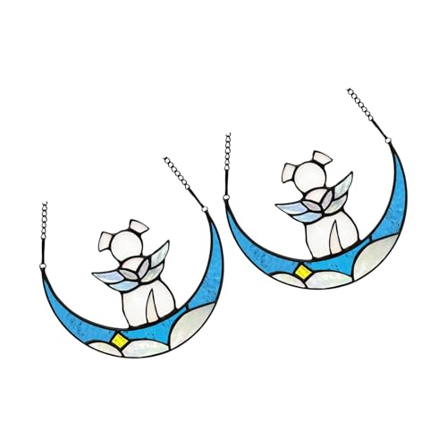 FIRSTXIU 2pcs Künstlerische Glas Gedächtnisdekoration Mond Design Thema Gedächtnis Geschenk Beruhigende Helle Kleiderbügel Für Hundeliebhaber Home Hundeverlust Memorial Dekore von FIRSTXIU