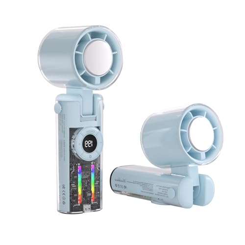 FIRSTXIU Ventilator, Tragbarer Nackenventilator Mit Eiskühlfunktion, Wiederaufladbarer 4000-mAh-Akku, Einstellbare Geschwindigkeiten Für Büroreisen Im Freien von FIRSTXIU