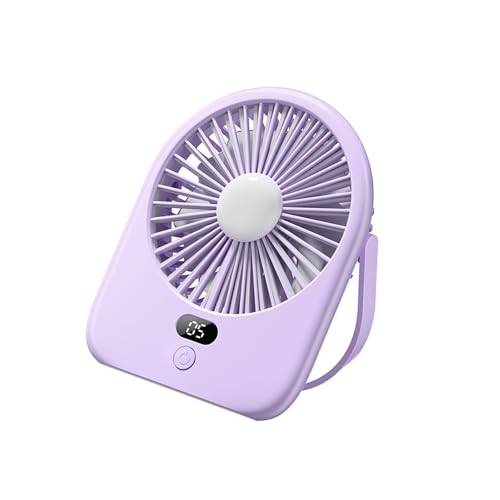 FIRSTXIU Ventilator, Wiederaufladbarer Tischventilator Mit LED-Licht 1200mAh Akku 5 Geschwindigkeiten Leiser Betrieb Tragbarer Ventilator Für Schlafzimmer Büro Reisen von FIRSTXIU