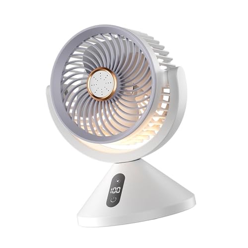 FIRSTXIU Ventilator, tragbarer Luftzirkulationsventilator mit Digitalanzeige, elektrischer, wiederaufladbarer USB-Wandventilator mit Nachtlicht für Büro oder Zuhause von FIRSTXIU