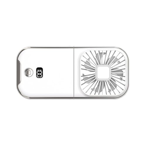 FIRSTXIU Ventilator, tragbarer kleiner Ventilator, Handventilator, faltbarer Nackenventilator, wiederaufladbarer USB-C-Ventilator mit LED-Digitalanzeige für Büroreisen von FIRSTXIU