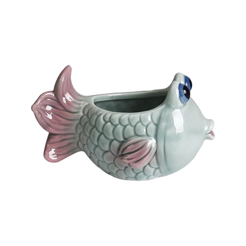 Fischpflanzenbehälter Blumenpot Gartenbehälter Keramik Fleischiger Pflanzen Pflanzer Für Heimbüro Schreibtisch Ornament Keramik Pflanzer von FIRSTXIU