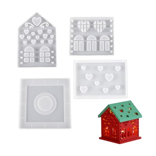 Haus Geformte Kerzenlestick Silikonform Gipsharz Herstellung Formen Kerzenhalter Gipsform Tisch Dekorationen Hausform von FIRSTXIU