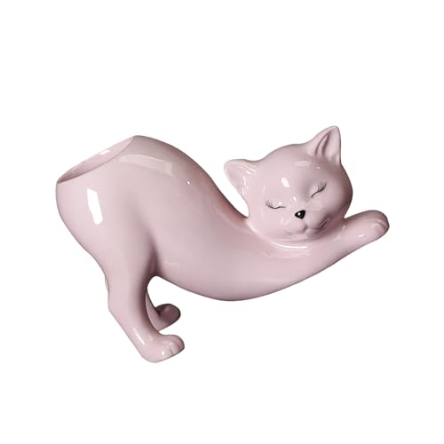 Keramik Fleischy Pflanzenbehälter Kätzchen Form Cartoon Anlagen Kaktusse Blumenpflanzgefäß Home Schreibtisch Gartenzubehör Kätzchen Schwanz Pflanzer von FIRSTXIU