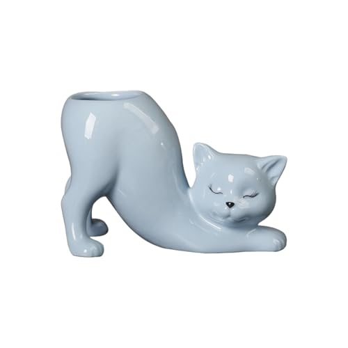 Keramik Fleischy Pflanzenbehälter Kätzchen Form Cartoon Anlagen Kaktusse Blumenpflanzgefäß Home Schreibtisch Gartenzubehör Kätzchen Schwanz Pflanzer von FIRSTXIU
