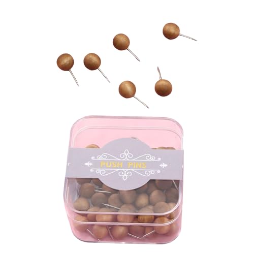 Packung 50 Holzschubstifte Naturholz Daumen Tacks Einfache Stile Korkbrettstifte Dekoration Für Und Büro Nutzung Moderne Bürovorräte von FIRSTXIU
