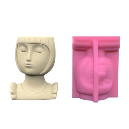 Pflanze Vase Silikonform Gungsum Sukkulente Pflanzer Form Kurzes Haar Mädchen In Der Form Von Stifthalter Schimmel Schmuck Schmuck Herstellung Harz Pflanzentöpfe Vorlage von FIRSTXIU