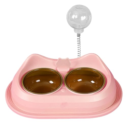 Praktische Haustier Doppelschüssel Trockenfutter Schüssel Bewässerung Lebensmittel Fütterung Für Katzen Fütterungsschale Haustierversorgungen Antivomiting von FIRSTXIU