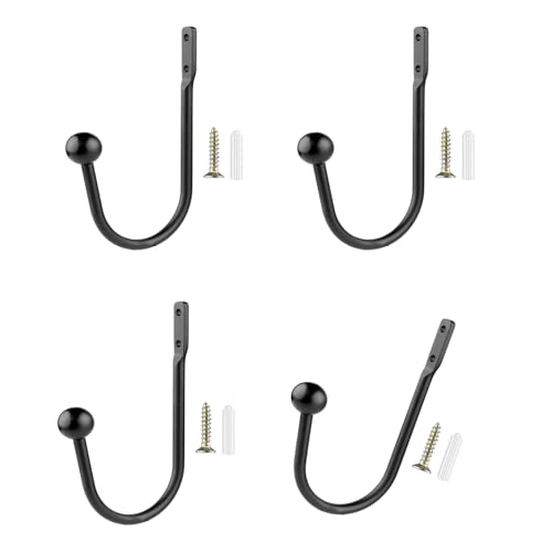 Set Von 2/4 Schwarzem Vorhang Tieback Hook Sturdy Aluminiumlegierungskonstruktion Für Hängende Vorhänge Und Dekorative Gegenstände Innenvorhanghalterungen von FIRSTXIU