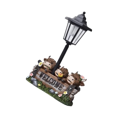 Solar Beleuchtete Highlands Kuhharz Statue Wetterfestes Begrüßungsschild Für Garten Yard Pathway Garten Statue Solar Decors von FIRSTXIU
