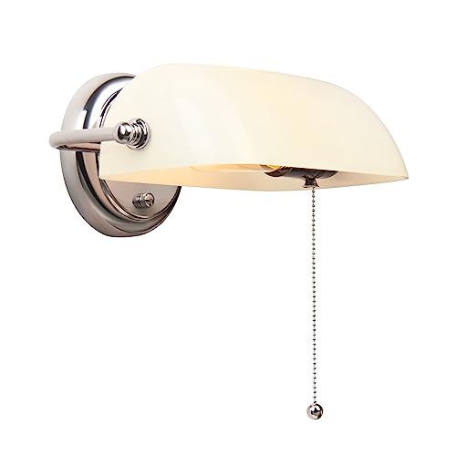FIRVRE Bankers Wandleuchten aus Weiß Glas traditionelle europäische Vintage klassische mit Verstellbarem Lampenschirm und Zugkette Schalter für Schlafzimmer Korridor Bibliothek FIRVRE Bankers Wandleuchten aus Weiß Glas traditionelle europäische Vintage klassische mit Verstellbarem Lampenschirm und Zugkette Schalter für Schlafzimmer Korridor Bibliothek von FIRVRE