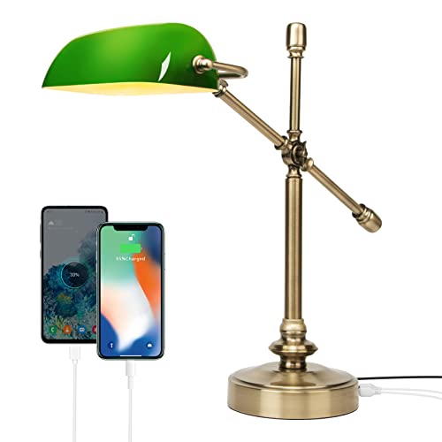 FIRVRE Grün Bankerlampe Schreibtischlampe Touch Control Leselampe mit 2 USB-Ladeanschluss Tischlampe 3 Wege Dimmbare Bürolampe mit Verstellbarem Arm für Home Office Bibliothek Klavier FIRVRE Grün Bankerlampe Schreibtischlampe Touch Control Leselampe mit 2 USB-Ladeanschluss Tischlampe 3 Wege Dimmbare Bürolampe mit Verstellbarem Arm für Home Office Bibliothek Klavier von FIRVRE