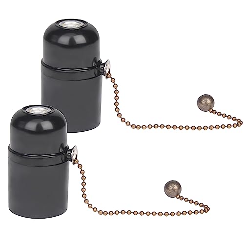 FIRVRE Retro 2×E27 Lampenfassung mit Zugkette Wasserdichte Lampenfüße Edison Vintage Glühbirnenfassung Schraube Glühbirne Adapter für Glas Bankers Schreibtischlampe Stehlampe Wandleuchten von FIRVRE