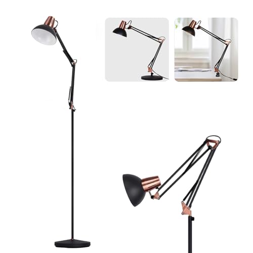 FIRVRE LED Stehlampe, Retro Metall Schwenkbare Stehleuchte, 3 Verwendungsmodi - Stehlampe&Schreibtischlampe&Clip-Lampe, E27 Architekten-Leselampe mit Druckschalter für Schlafzimmer Büro Studio von FIRVRE