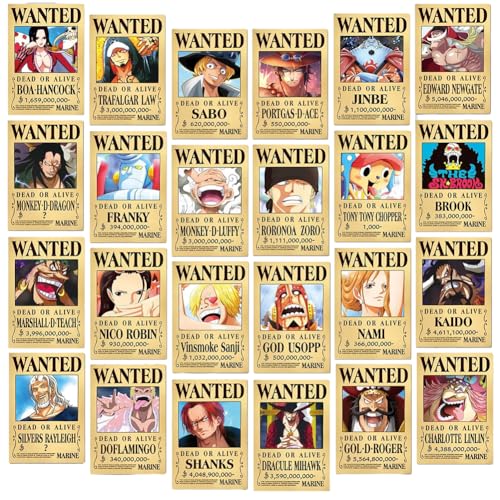FISAPBXC Onepiece Anime Poster,24 PCS Onepiece Luffy Premium Poster Wanted Bounty Poster ästhetische Bilder Wand Dekoration Collage Kunstposter Anime Deko für Zimmer Wohnzimmer Geburtstagsgeschenk FISAPBXC Onepiece Anime Poster,24 PCS Onepiece Luffy Premium Poster Wanted Bounty Poster ästhetische Bilder Wand Dekoration Collage Kunstposter Anime Deko für Zimmer Wohnzimmer Geburtstagsgeschenk von FISAPBXC
