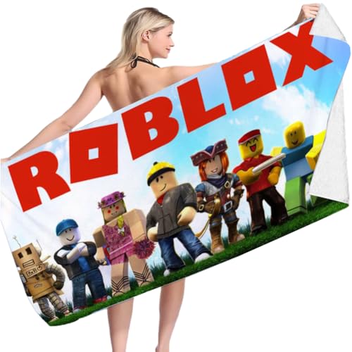 FISAPBXC Robllox Strandtuch,Robot Cartoon Badehandtuch Towel Beach Anime Kinder Supersaugfähige Badetücher Mikrofasertücher, Badetuch Für Reisen Sport Outdoor Yoga Kinder Erwachsene von FISAPBXC
