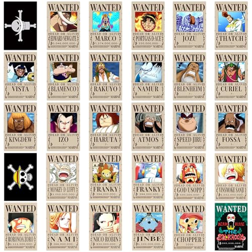 OnePiece Anime Poster Set - 30 Stück Premium Wanted Bounty Ästhetische Bilder - Wand Dekoration Collage Kunstposter für Zimmer, Wohnzimmer, Wohnheim - Geburtstagsgeschenk OnePiece Anime Poster Set - 30 Stück Premium Wanted Bounty Ästhetische Bilder - Wand Dekoration Collage Kunstposter für Zimmer, Wohnzimmer, Wohnheim - Geburtstagsgeschenk von FISAPBXC