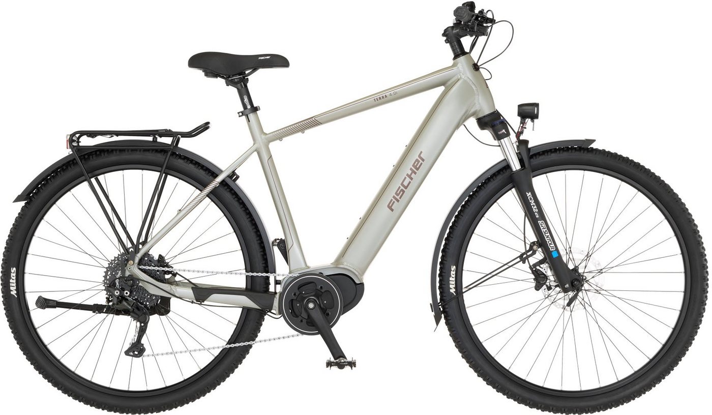 FISCHER Fahrrad E-Bike TERRA 4.0i 55, 10 Gang Shimano Deore Schaltwerk, Kettenschaltung, Mittelmotor, 630 Wh Akku, (mit Fahrradschloss) von FISCHER Fahrrad