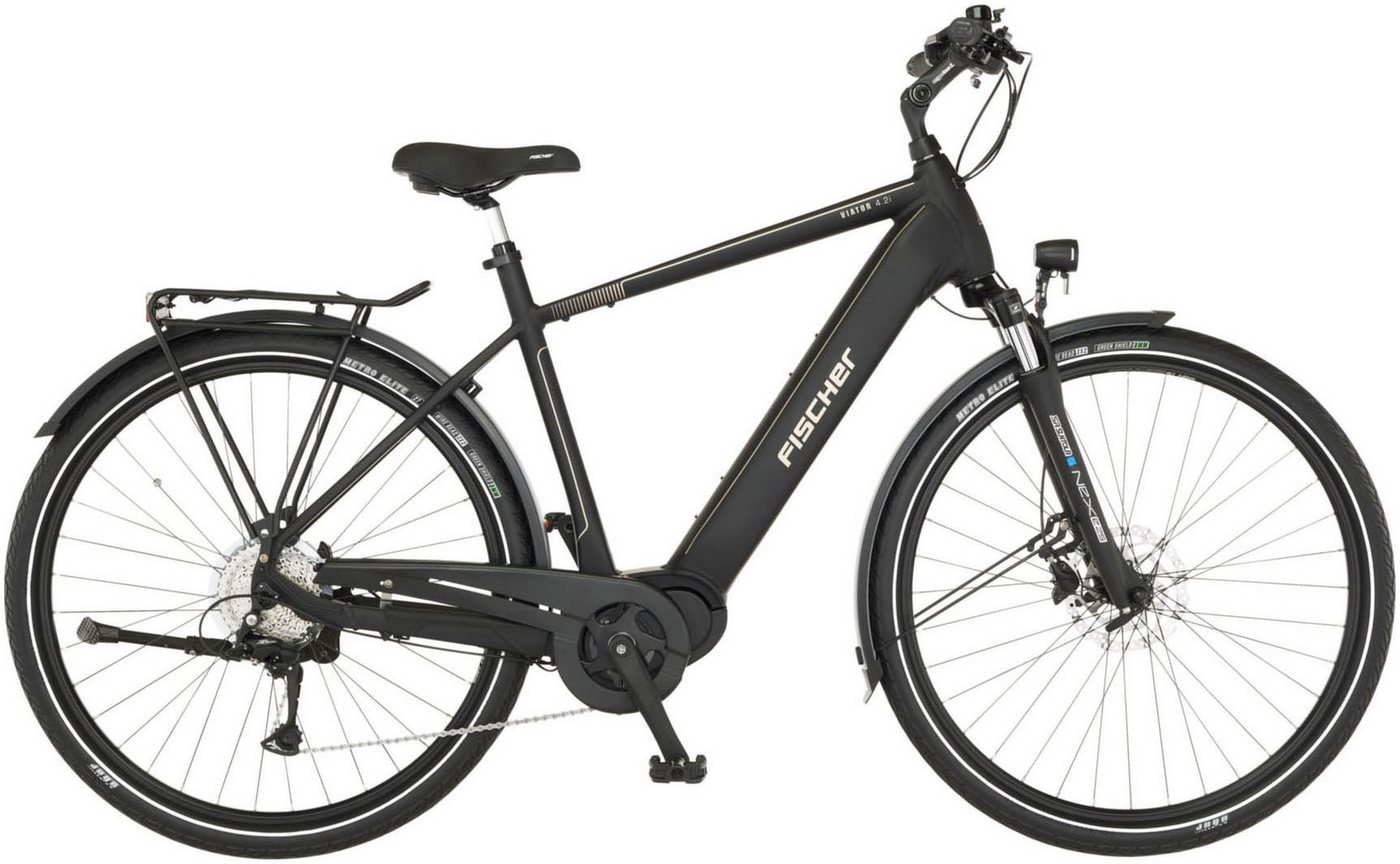 FISCHER Fahrrad E-Bike VIATOR 4.2i Damen 50, 9 Gang Shimano Acera Schaltwerk, Nabenschaltung, Mittelmotor, 522 Wh Akku, (mit Faltschloss) von FISCHER Fahrrad